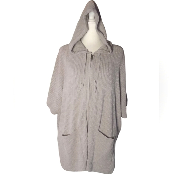 Barefoot Dreams Cozy Chic Ultra Lite Zip Front Hoodie Lightweight Oatmeal Sm/Med - Picture 2 of 10